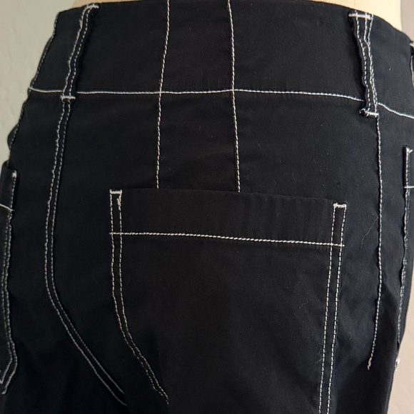 Anthropologie Colette Black Crop Wide-Leg Pants Contrast-Stitch by Maeve Size 28 - Picture 9 of 11